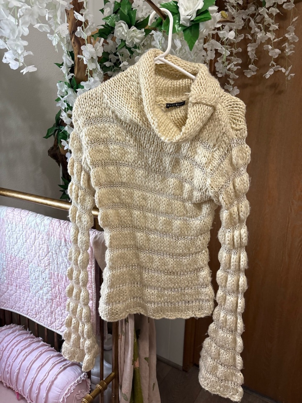 bebe Cream Chunky Knit Turtleneck Sweater